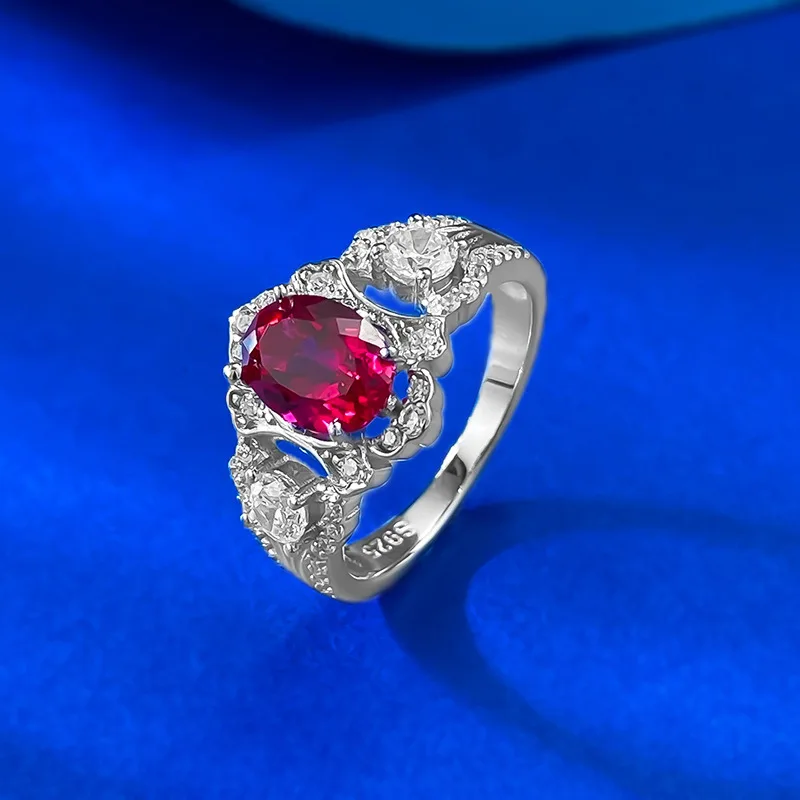 

Sparkling 6x8mm Oval High Carbon Diamond Rings for Women-925 Sterling Silver Promise Wedding Band & Engagement Ring Jewelry Gift