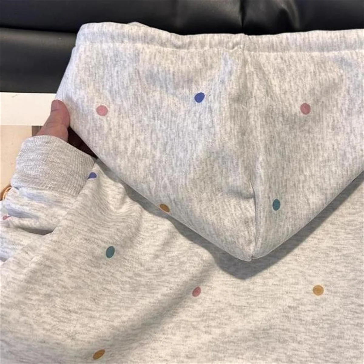 الدب الصغير اللون نقطة مقنعين الربيع والخريف الرجعية بلون زمم بلوزات المتضخم Harajuku طويلة الأكمام مقنعين