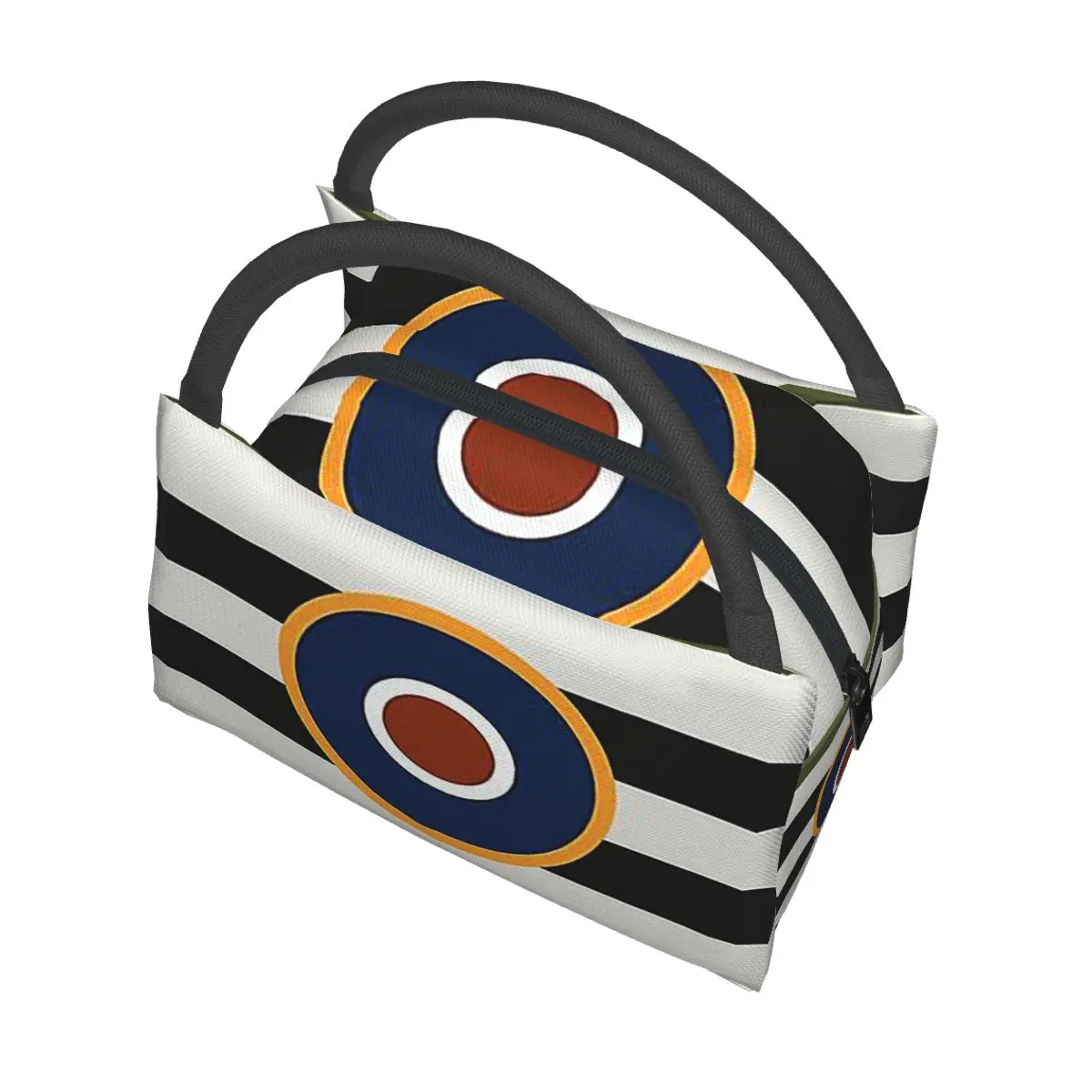 D-Day Stripes With RAF Roundel Insulated Lunch Bag for Women Children Portable Food Boxes Thermal Lunch Box Tote