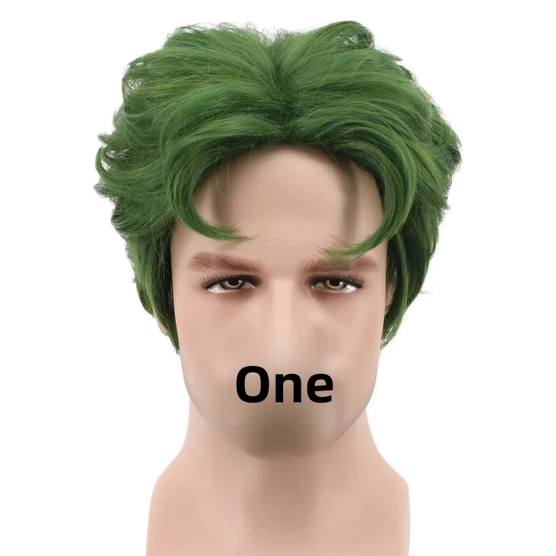 شعر مستعار قصير بالجزء الأوسط باللون الأخضر للرجال، أداء مسرح الهالوين، شعر المهرج، بديل من الألياف الآسيوية