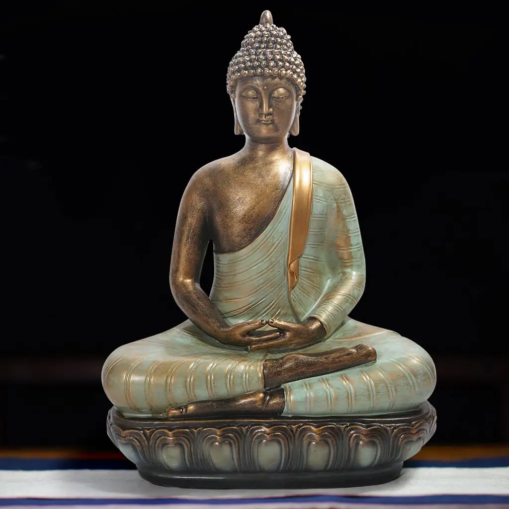 Lightweight Sitting Meditating Indoor Outdoor Statue Textured Bronze