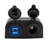 Tent Type Panel Two Hole 4.2A Dual USB Car Charger 12V/24V Cigarette Lighter Socket for Car Motorcycle Boat Marine ATV RV