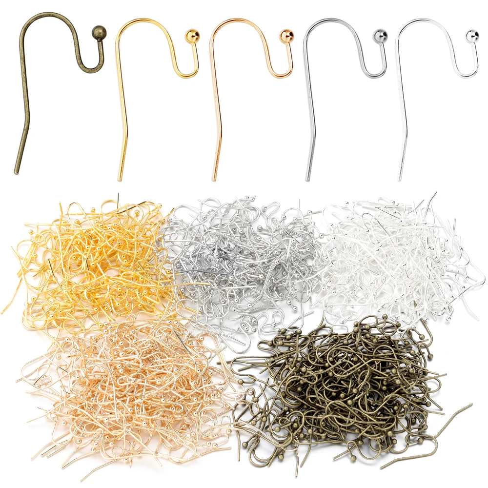 100 Stück/Los 11*21mm Goldfarbene Kugel-Ohrhaken Drahthaken für DIY Schmuckherstellung Zubehör Großhandel