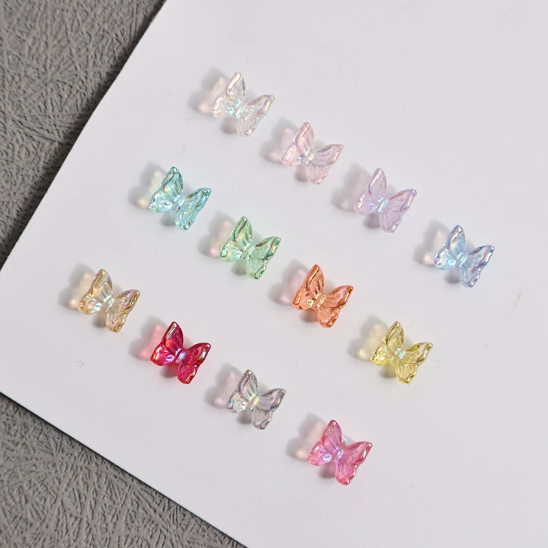 Aurora Resin 3D Flatback Butterfly Nail Art Rhinestone 6.5MM DIY Manicure Ornament Accessories Diamond 40/120Pcs