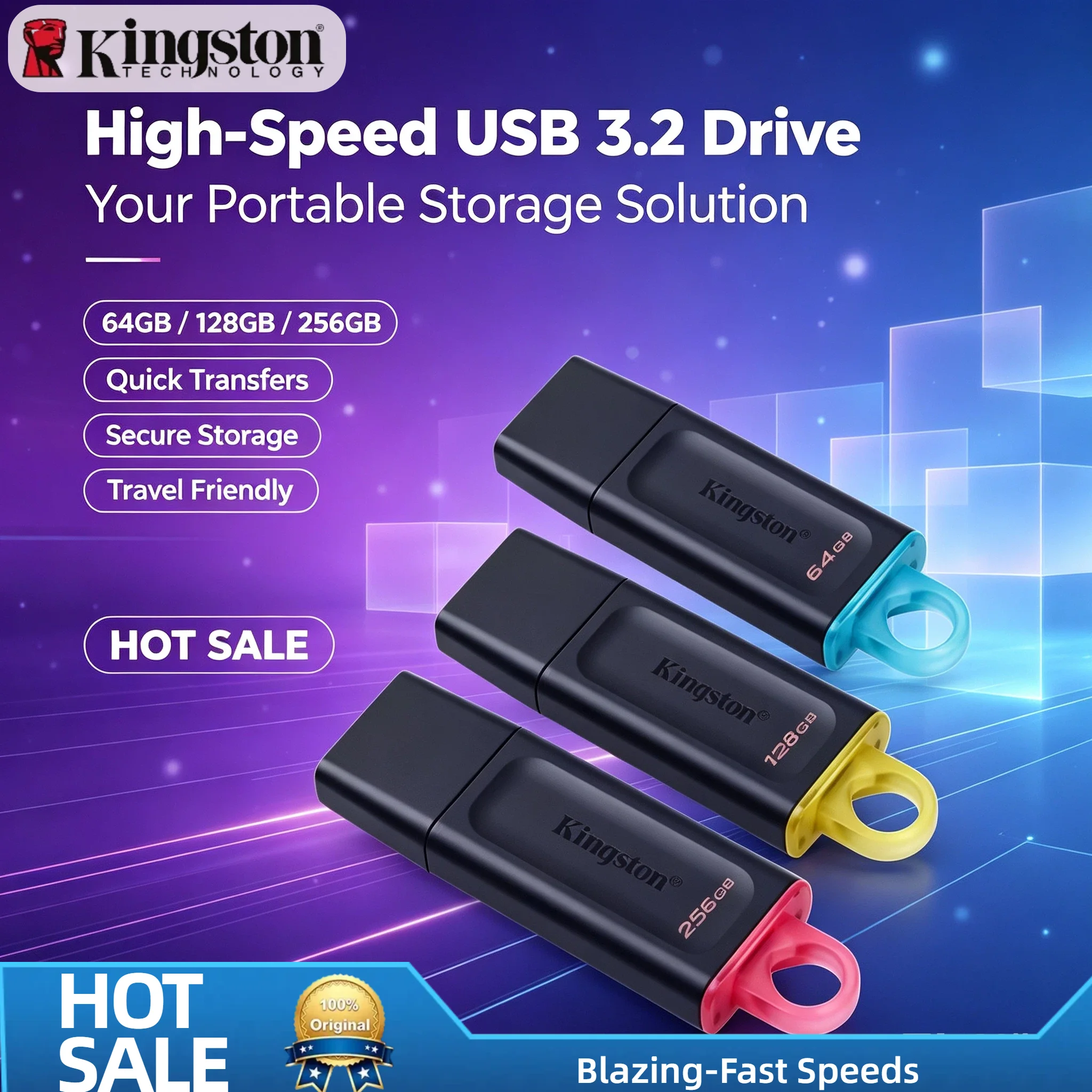 Kingston Mini Key DTX USB 3.2 Gen 1 Flash Drive 64GB 128GB 256GB 32GB Memory Stick for PC Laptop Computer
