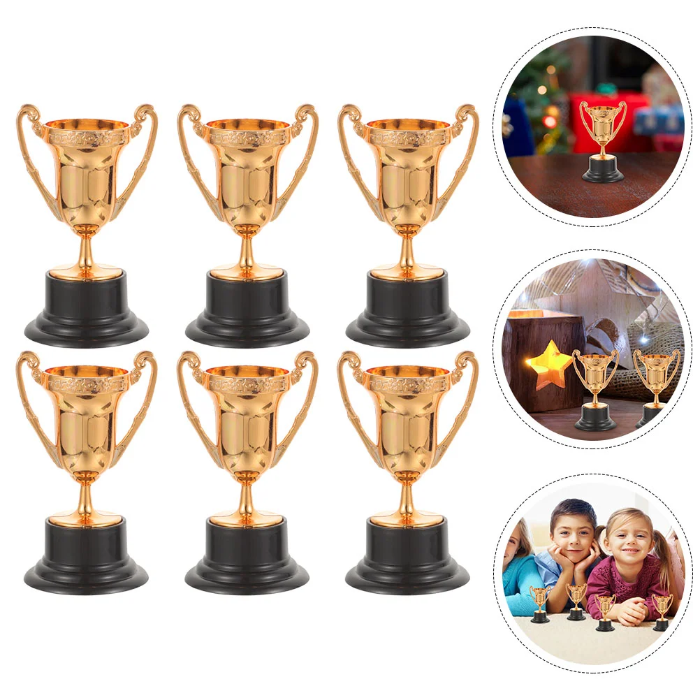 

6 Pcs Mini Trophy Gold Award Exquisite Small Plastic Reward Party Prop Delicate