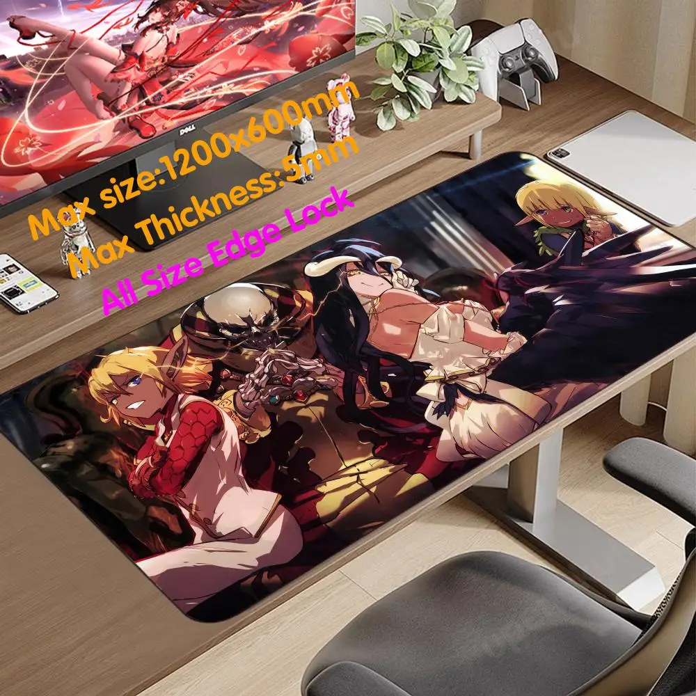 O_Overlord Mouse Pad 1200x600 Mouse Pad Thicking Super Big Large All Size Edgelock Rubber Mouse Mat Desk Cartoon Large Game Pad