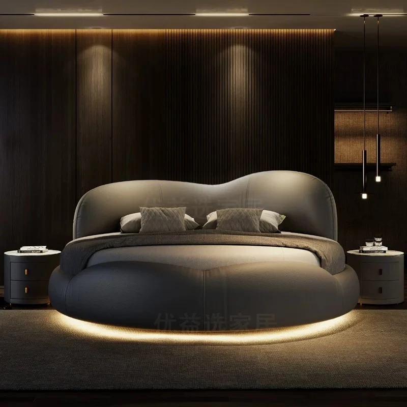

European Luxury Adults French Bedroom Beds Round 180x200 Italian Nordic Modern Double Bed Princess Simple Home Furniture