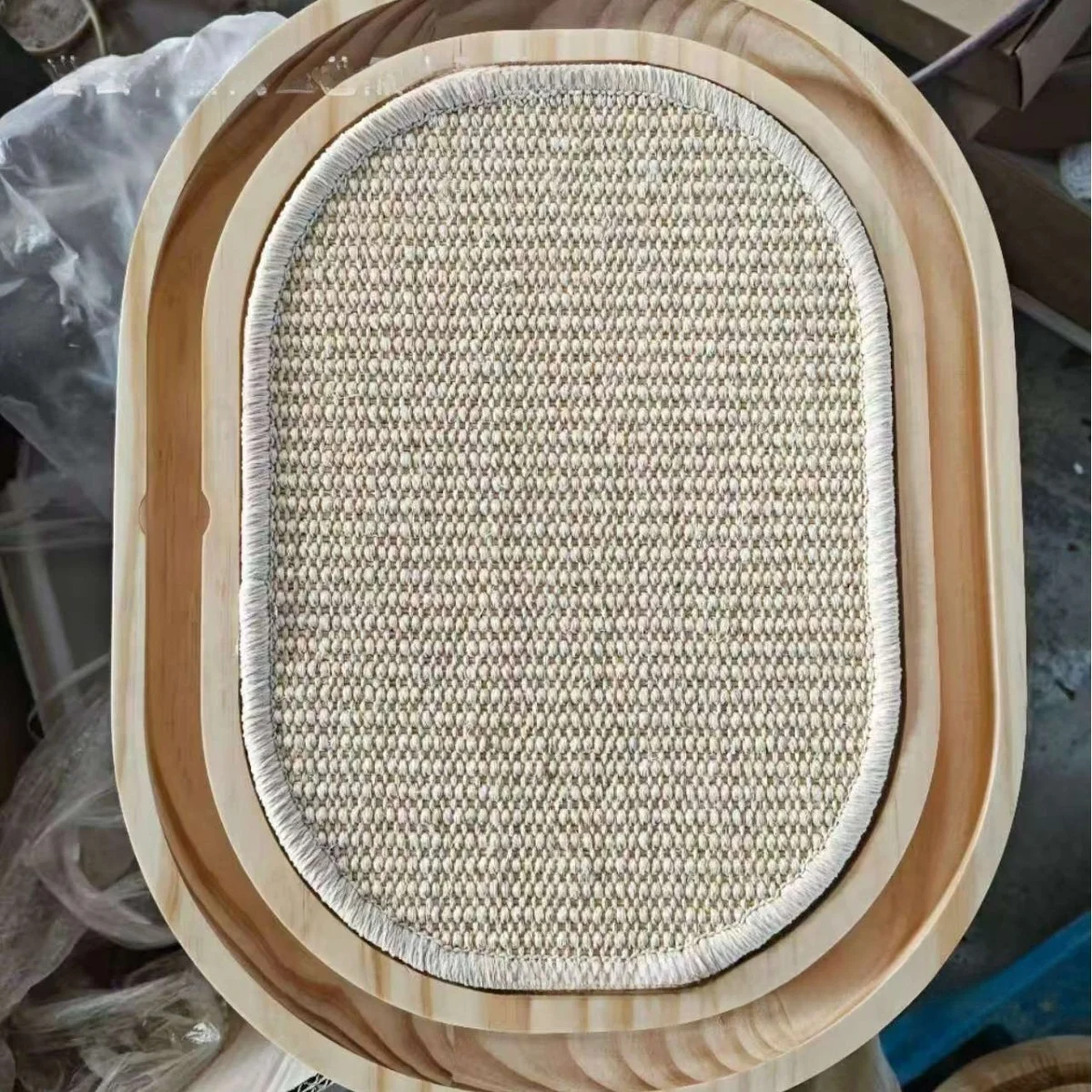 Wooden Cat Scratcher with Rolling Ball Track, Interactive Scratching Board Toy for Cat, Rotating Disc