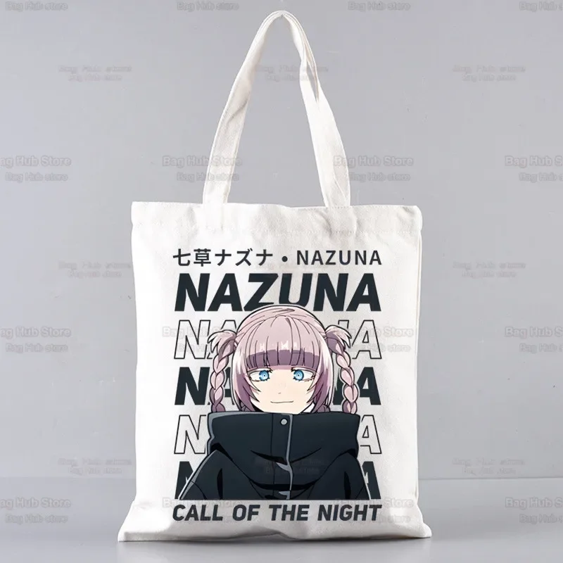 

su proszek Nazuna Nanakusa Yofukashi No Uta Canvas Bag Unisex Storage Anime Call Of The Night Handbag Shoulder Bag Tote Bookbag wielokrotnego użytku