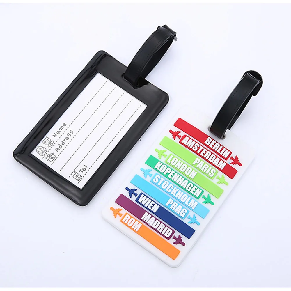 1PC PVC Suitcase Luggage Portable Tag Identifier ID Address Holder Protective Cover Luggage Pack Travel Accessories