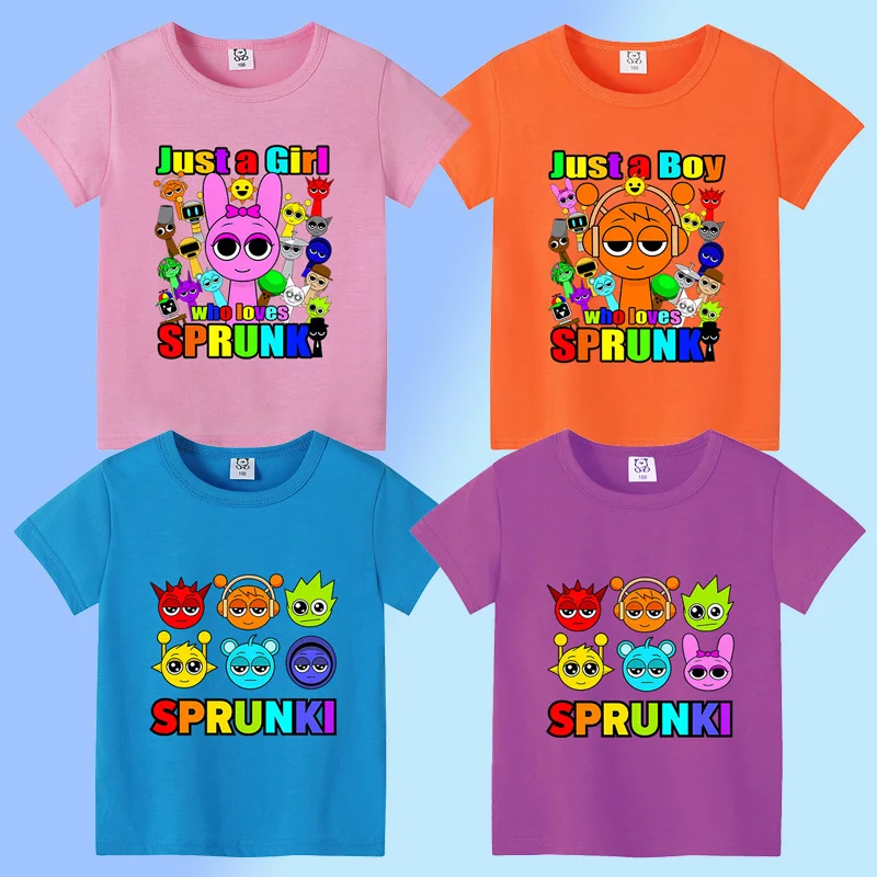 Sprunkis Clothes T-shirt d'été à manches courtes avec imprimé Hot Game, motif Oren Pinki Sky Base, mignon et amusant, cadeaux d'anniversaire