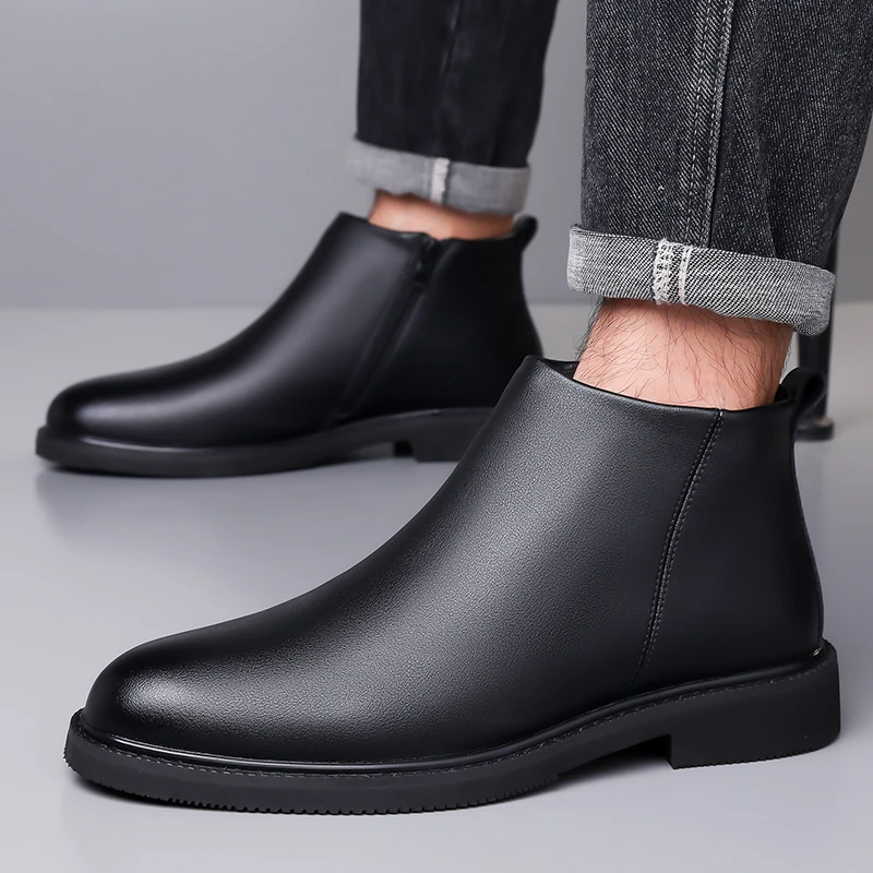 Brand Men's Chelsea Boots Oxford Business Work Shoes Genuine Leather Handmade Boot Shoes For Formal Dress Wedding Business Party