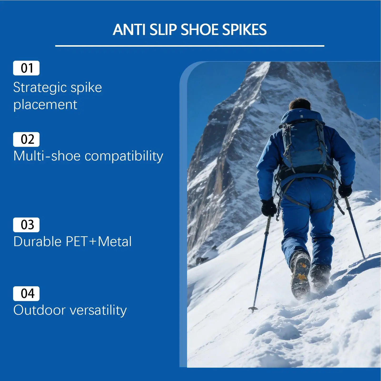 

Противоскользящие шипы для обуви, ледоступы, накладки для обуви, противоскользящие захваты для обуви для зимнего туризма, альпинизма, рыбалки, треккинга, активного отдыха на природе