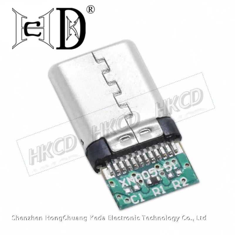 2pcs 24Pin USB3.1 Type-C Male Plug With PCB Breakout Board Reversible Insert OTG Compatible Soldering Connector For Cable DIY