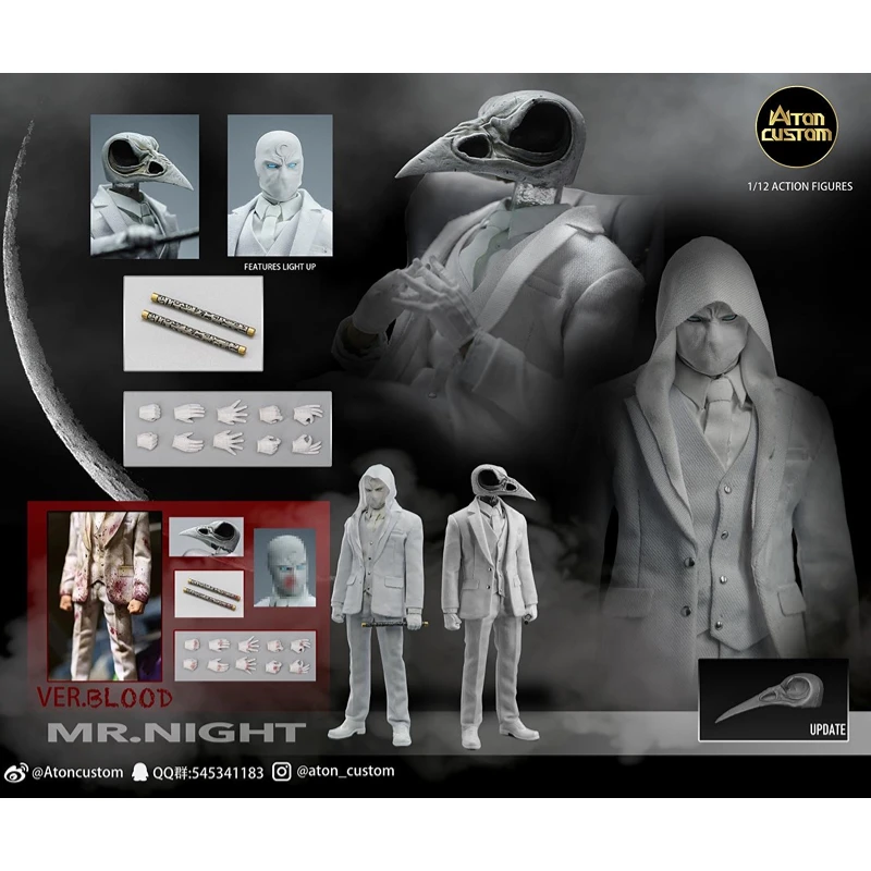 

In Stock Atoncustom Moon Knight Mr.night 1/12 Suit Styling Action Figures Toy Gift Collection Hobby