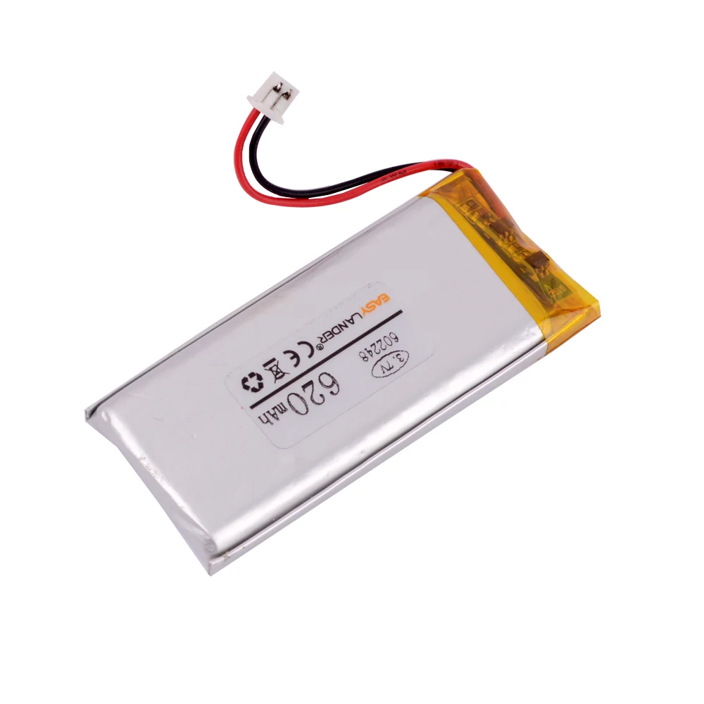 JST 1.25mm 2 pin  602248 3.7V 650mAh Lithium Polymer Li-Po Rechargeable li ion Battery