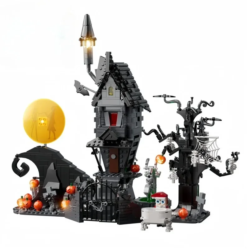 New 957PCS MOC Nightmares Before ChristmasHaunted House Building Blocks Set Ldeas PumpkinGhost Skeleton Hut Halloween Gifts