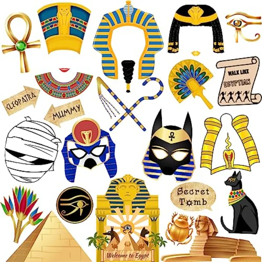 

Ancient Egyptian Photo Booth Props, 28pcs Ancient Egypt Photo Booth Props, Ancient Egyptian Party Decorations, Egyptian Decor,