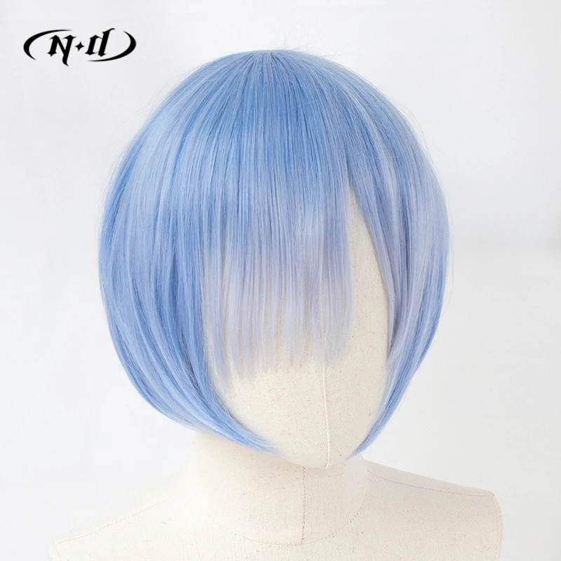 ND 램 렘 코스프레 가발 헤어피스 Re:Zero 애니메이션 코스프레 핑크 블루 헤어 가발 코믹콘 파티 코스어용 내열성 합성 섬유