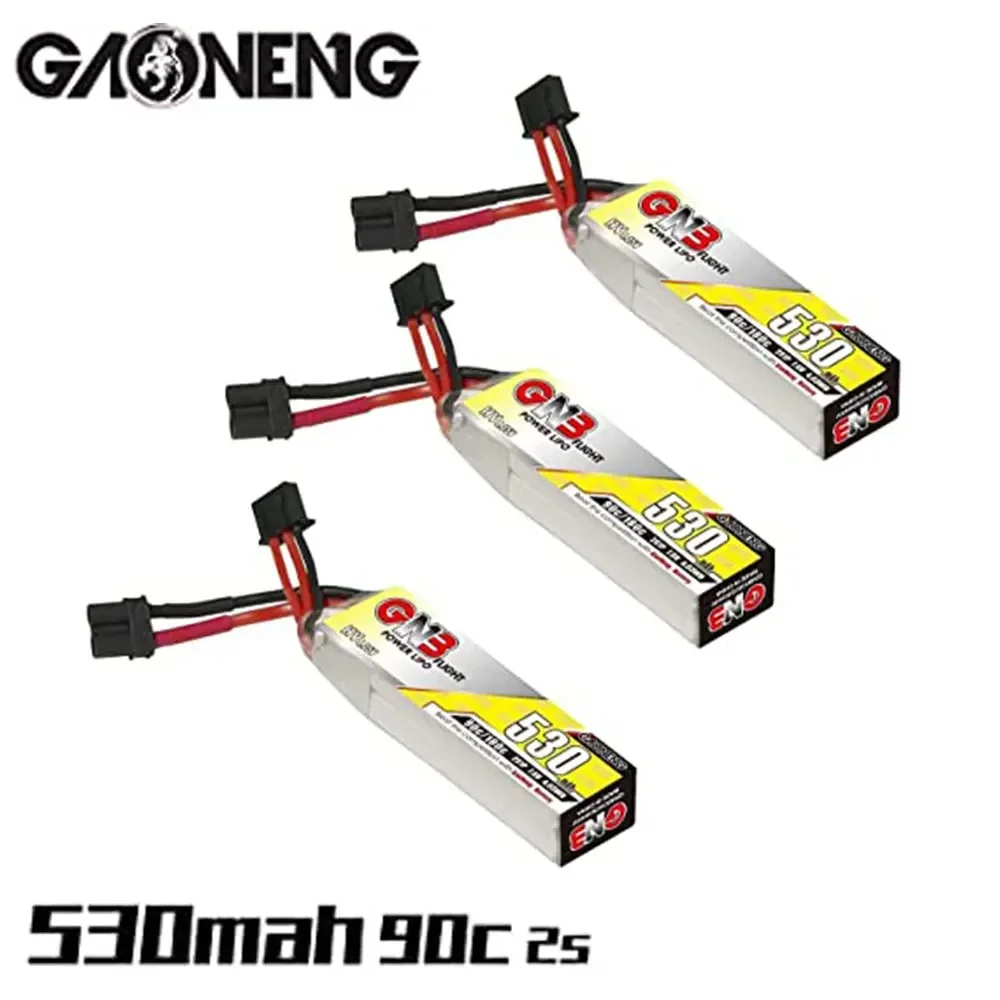 3PCS GAONENG GNB 530mAh 2S 7.6V 90C HV LiPo Battery with XT30 Plug for Model Aircraft FPV Drone Quadcopter Car Model Racing