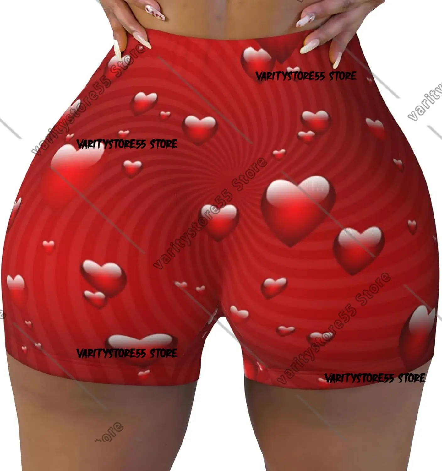 

Женские шорты для тренировок на День святого Валентина, шорты для йоги, эластичные спортивные короткие брюки для фитнеса с карманами
