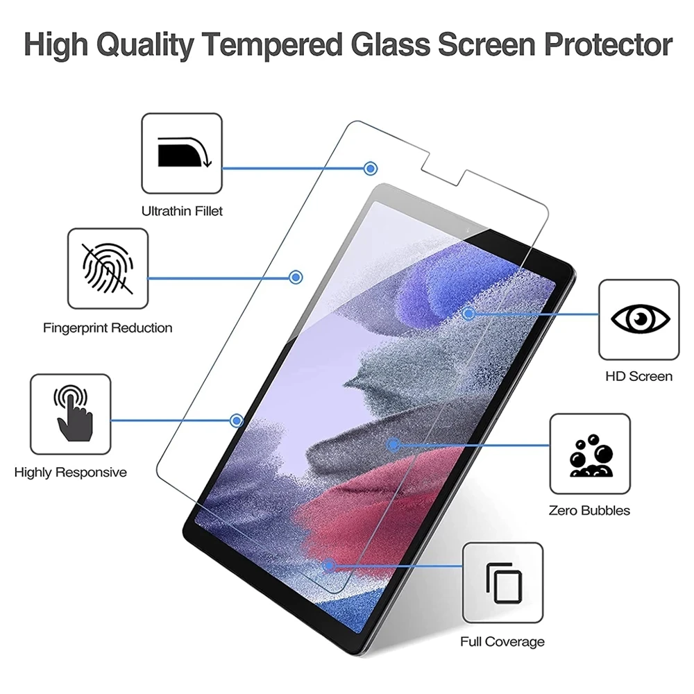 2Pcs Screen Protector for Samsung Galaxy Tab A7 Lite 8.7 A8 10.5 A 8.0 10.1 Tempered Glass Flim For SM-T220 T225 T500 X200 T580