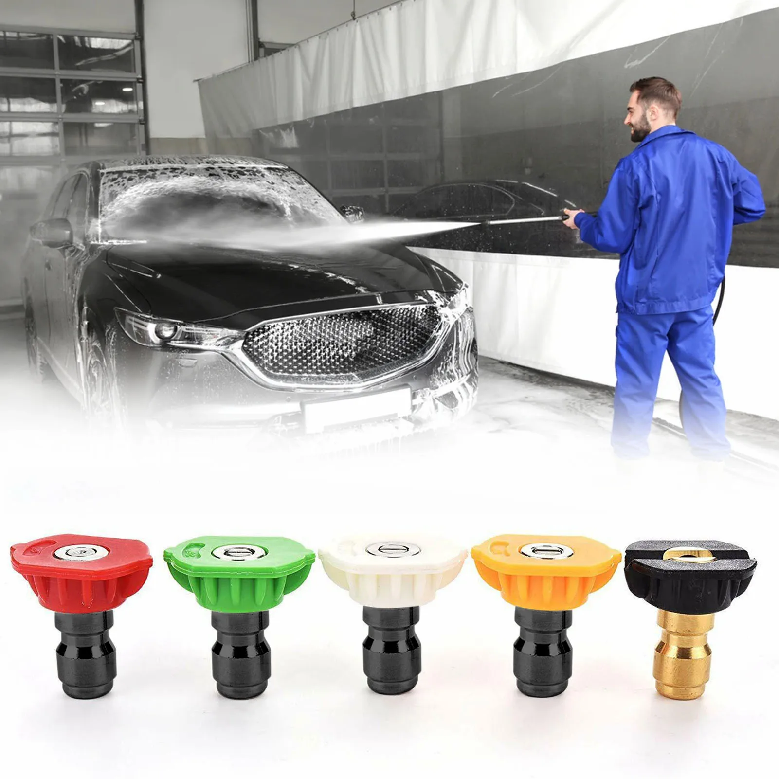 Pressure Washer Nozzle Tip Nozzle Tips Kit Nozzle Tips 1/4'' Quick Connect High Pressure Power Washer Spray Nozzle Kit
