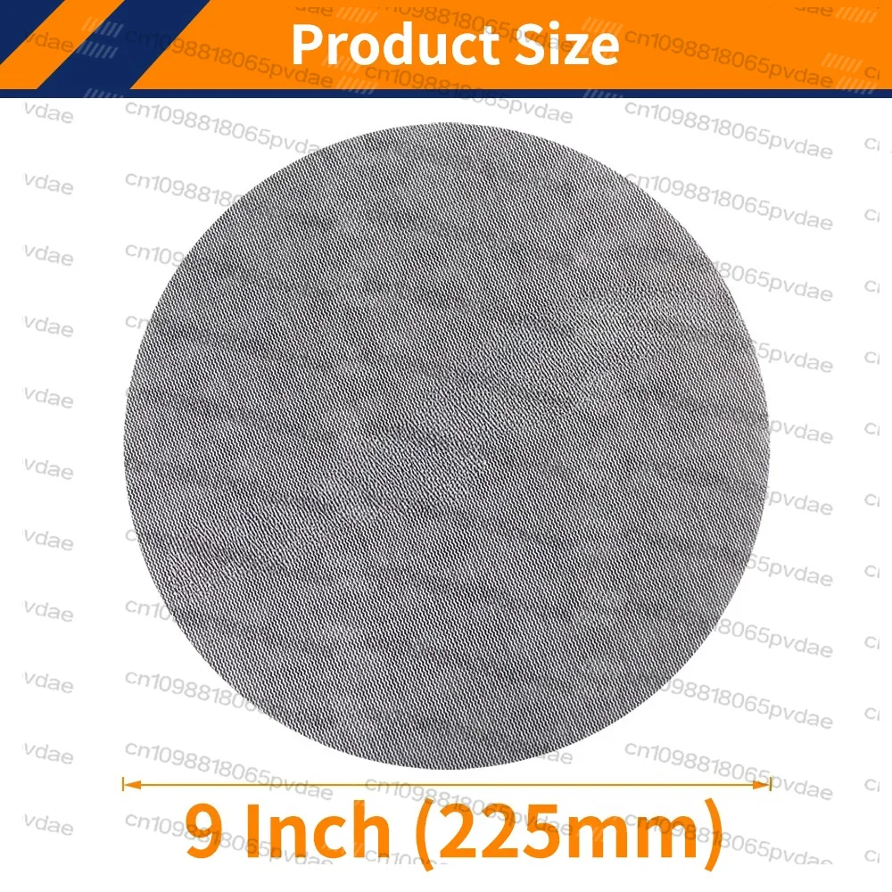 5PCS 9 Inch Abranet Mesh Sanding Discs Hook & Loop 225mm Mesh Grip Discs P80-P400 Grits for Polishing Car Putty Finishing