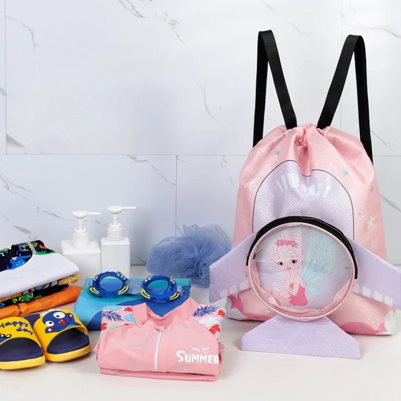 Empty Kids Swim Backpack Waterproof Wet Dry Separate Compartment Bag Children Swimming Bag Gear Backpack for Beach Pool Supplies