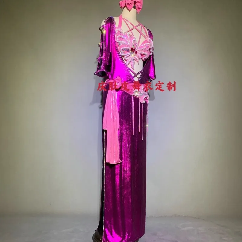 Customized Belly Dance Costumes Performance Robe Saidi Balady Shaabi Belly Dancing Bra Dress Lesson Wear Team Clothes Women Belt