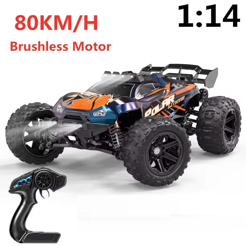 80KM/H Brushless All Terrain Off Road Remote Control Truck 2.4G Waterproof Metal Transmission 4WD LED  Headlights RC Car Truck