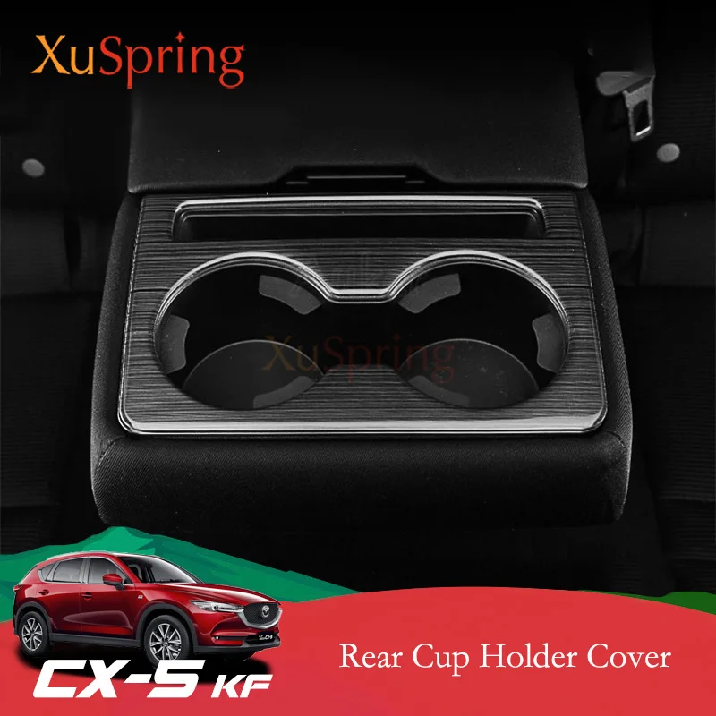 Car Chrome Rear Seat Drink Cup Holder For Mazda CX5 2017 2018 2019 2020 2021 KF Cover Sticker Bezel Surround Frame Accessories