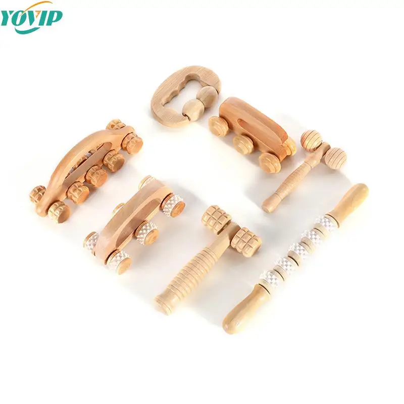 Roller Massager Wood Therapy Body Massage Tool Foot Face Shoulder Neck Hand Push Roller Massager Body Soothing Massage Tool