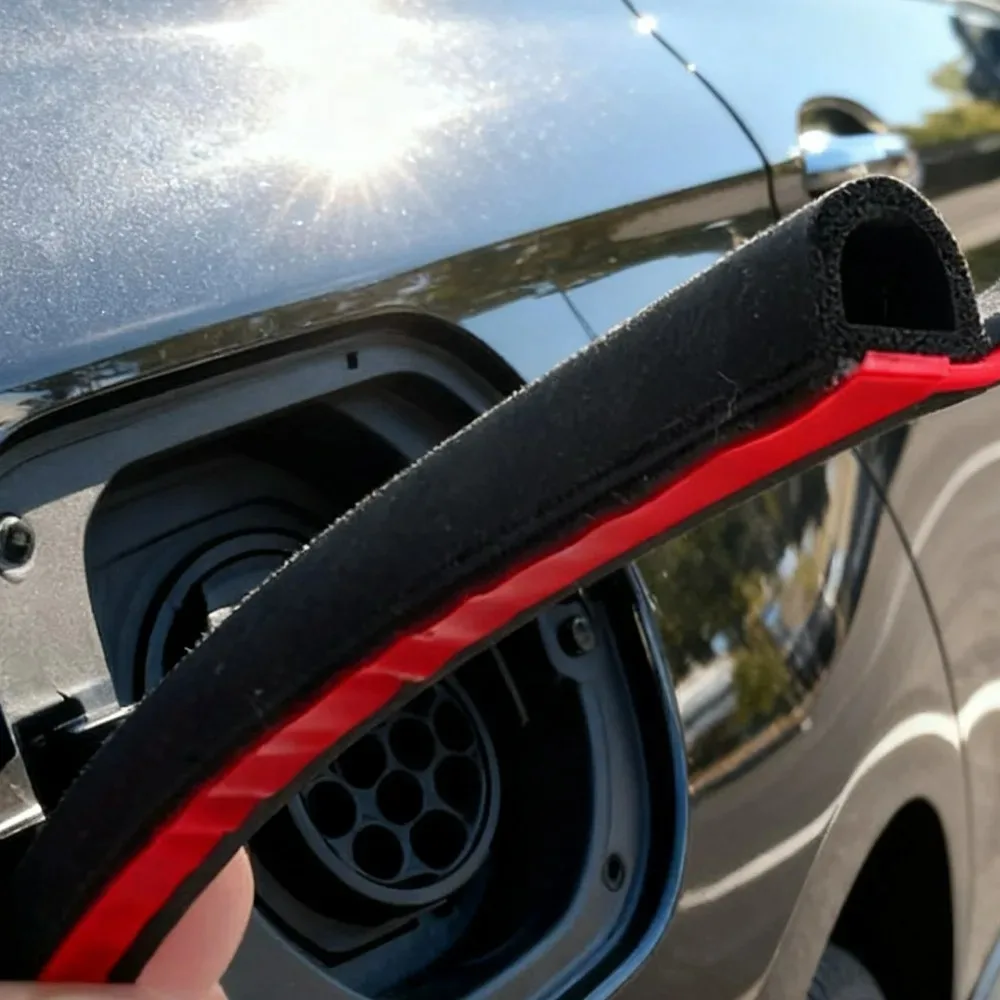 Auto Charging Port Cover Seal Strip D-Type Weatherstrip for Electric Vehicle Fuel Cap 90cm EPDM Rubber Waterproof Dustproof Trim