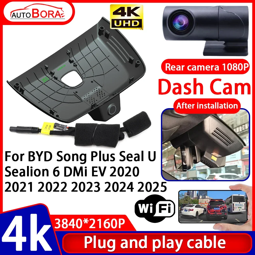 Recorder Night Visio 4K Plug and Play Car DVR Dash Cam for BYD Song Plus Seal U Sealion 6 DMi EV 2020 2021 2022 2023 2024 2025