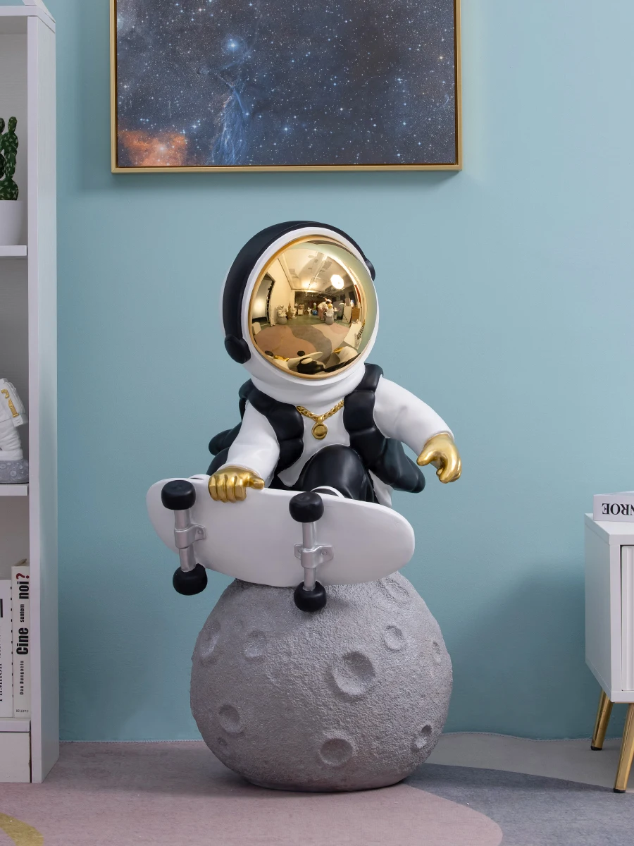 Modern Creative Lunar Astronaut Spaceman Statue Sculpture Home Living Room Large Floor Decoration Accessories Housewarming Gift