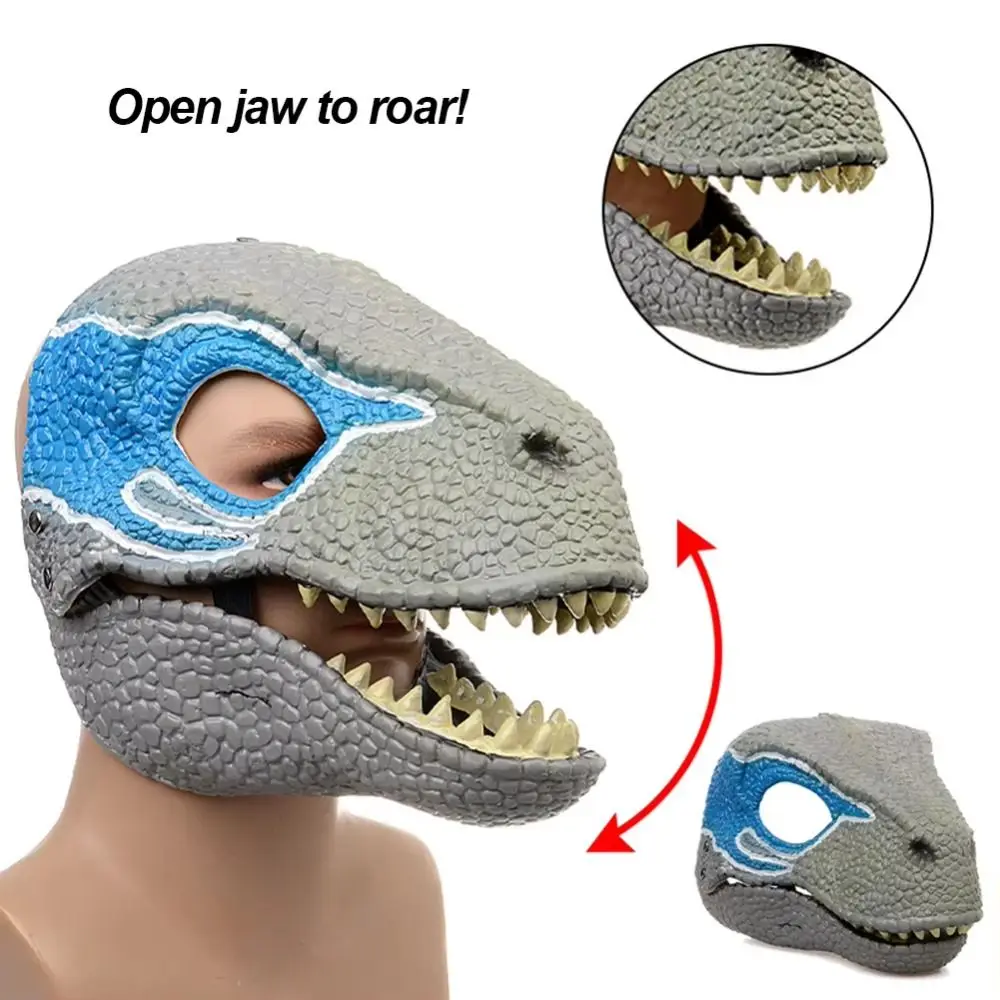 3D Moving Jaw Halloween Dinosaurus Masker Cosplay Props Open Mond Raptor Dino Masker Grappige Hard Plastic Draak Hoofddeksels voor Feest