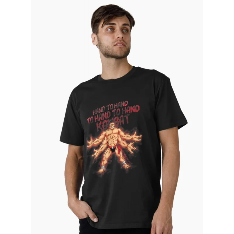 

Vintage 90's Mortal Kombat Klassic Hand Gift tshirt for gamer 100% cotton Men's Short Sleeve Graphic T-Shirt All size tops