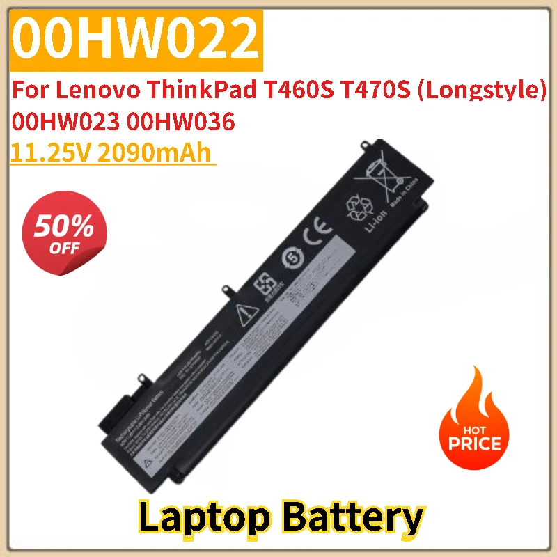 

New High Quality 00HW022 Laptop Battery 11.25V 2090mAh For Lenovo ThinkPad T460S T470S (Long style) 00HW023 00HW036 SB10F46460