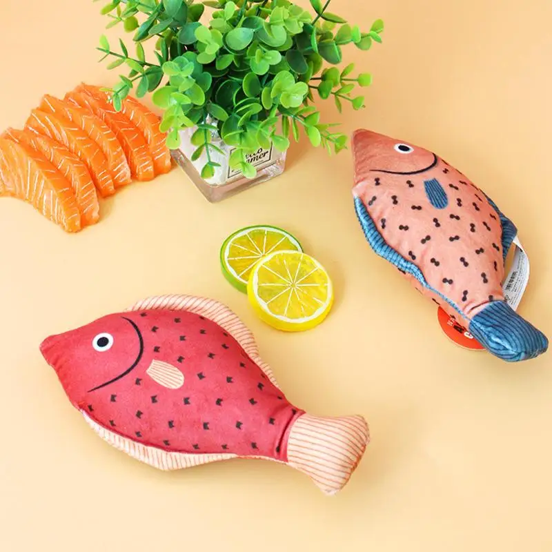 Cat Toy 3D Simulation Fish Shape Kitten Toys Pillowfish Interactive Sounding Cat Chew Bite Plush Toys Cat Supplies