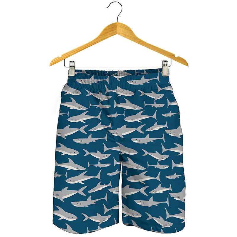 Cute Cartoon Sharks Graphic Short Pants Men 3D Printed Animal Beach Shorts Kids Summer Quick Dry Swim Trunks Surf Board Shorts