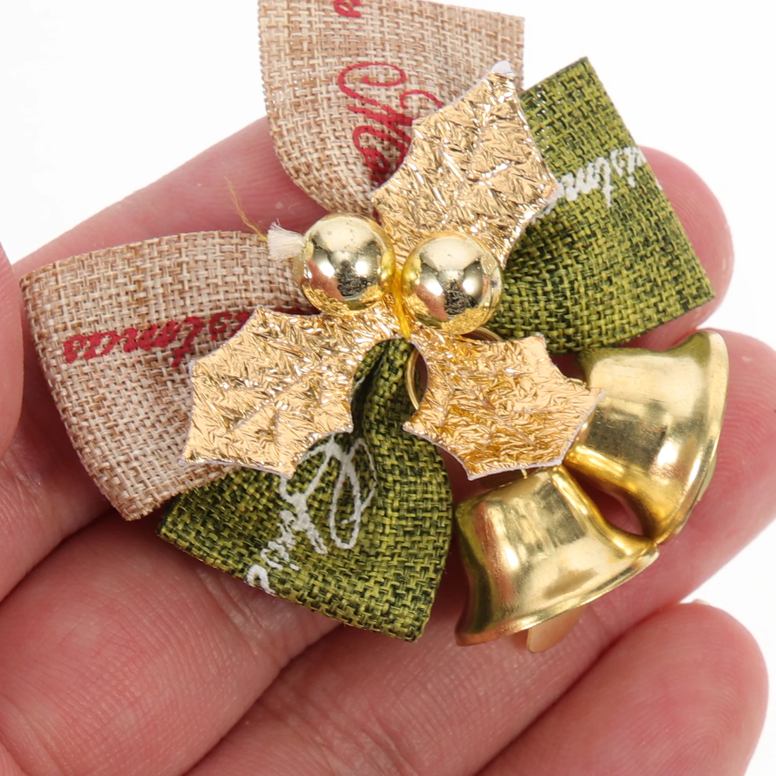 

25 Pcs Christmas Tree Decoration Mini Bell Pendant Decorative Bow Tie Ornaments DIY Pendants Metal Paintable Baby Material