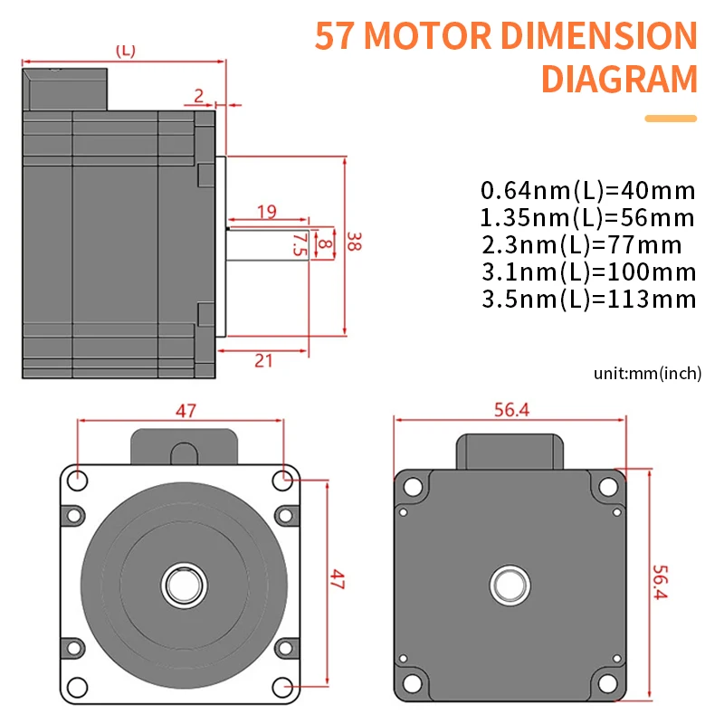 57 Stepper motor set 57BYGH40 torque 0.64N.M length 40MM+DM542 driver 4.0A for 3D printers