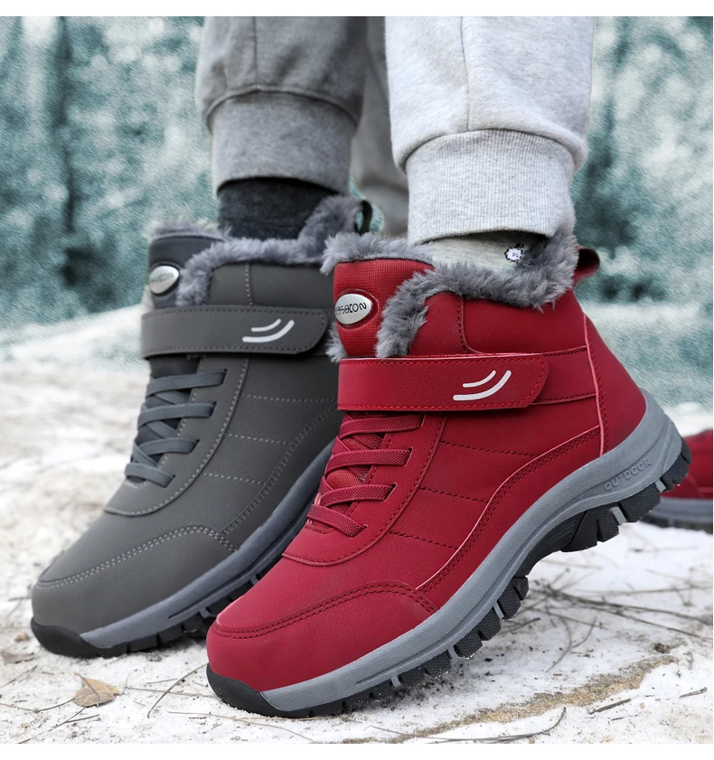 Unisex Winter Outdoor Berg-Baumwollschuhe Rutschfeste Warme Fleece-Gefütterte Wanderstiefel Wasserdichte Kältebeständige Schneestiefel 35-46 – Detail 21