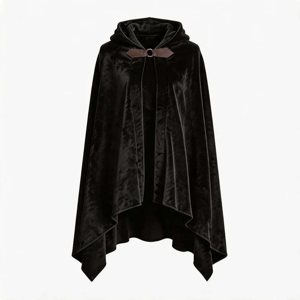 Elfenritter Kurzer Umhang Cosplay Halloween Zauberer Wildledercape Unisex Samtumhang mit Kapuze Renaissance-Kostüm 2026 – Detail 2
