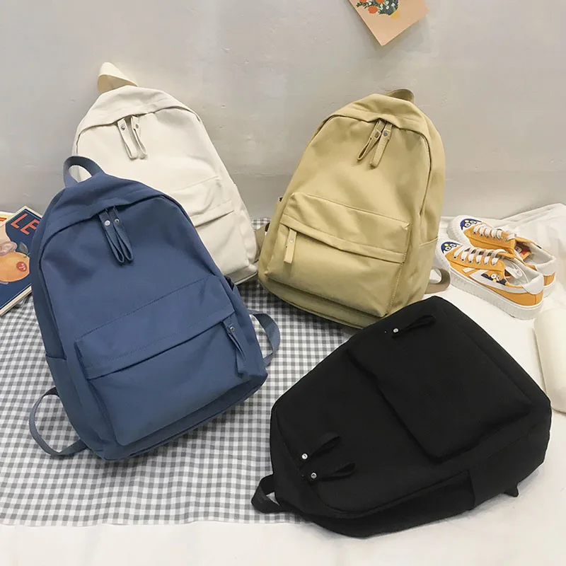 

Fashion Women Backpack Female School Blue Bag For Teenager Girls Anti Theft Laptop Shoulder Bags Solid Color Travel Backpack