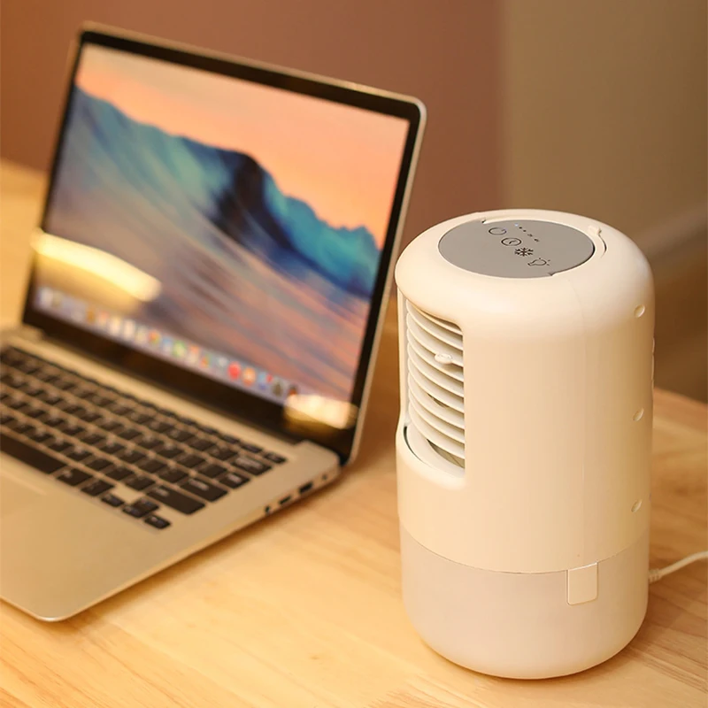Máy Tính Để Bàn Mini Nước Làm Mát Quạt Phun Sương Làm Mát Nhỏ Điều Hòa Thời Gian Tắt Tiếng LED Nước Làm Mát Đèn Ngủ 20W