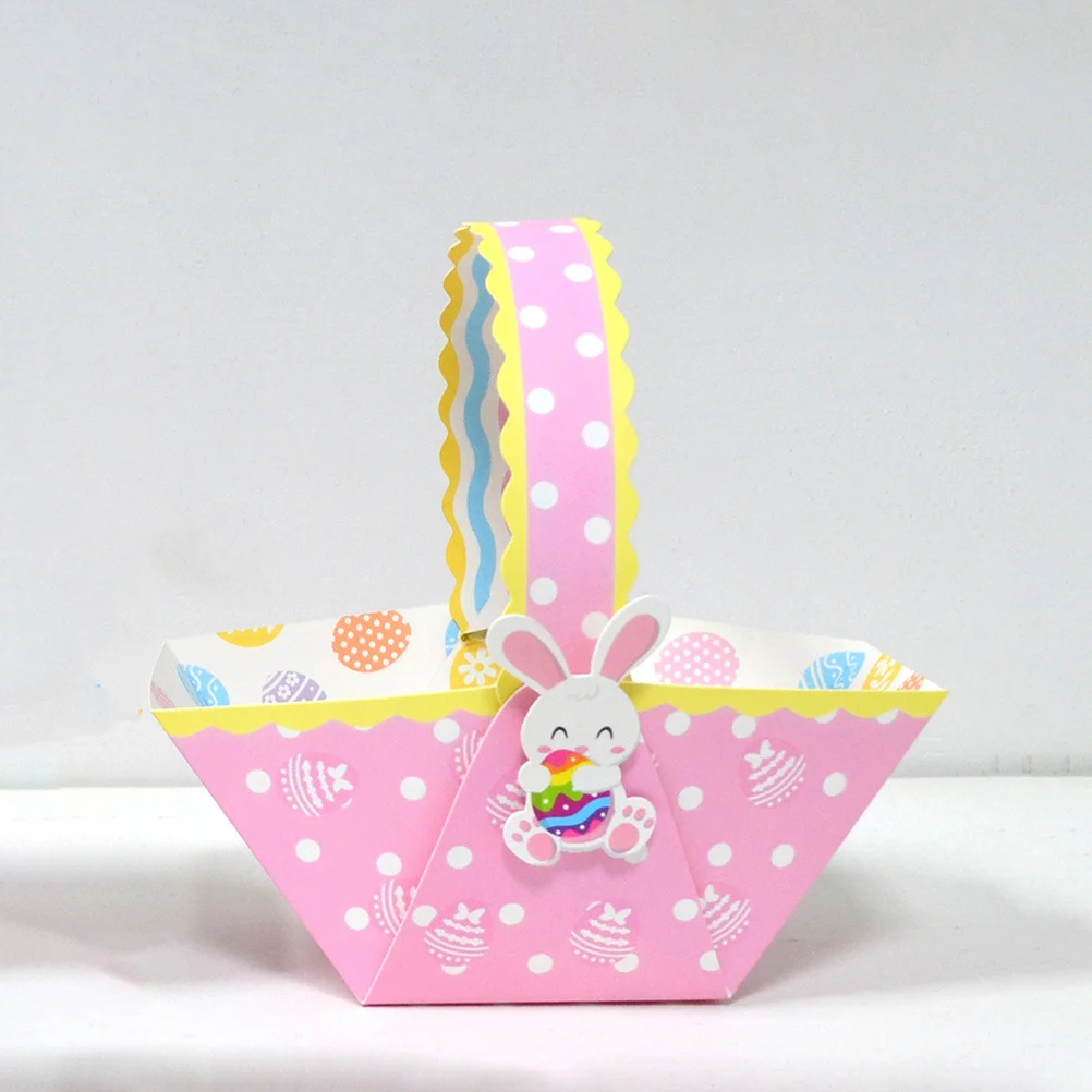 

24Pcs Easter Candy Basket Cartoon Paper Basket Large Capacity Candy Storage Case Handheld Easter Party Favor Sweets Container