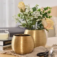Gold-Plated Ceramic Flower Pot Round Vase Succulent Brushed Fleshy F Plant holder Garden beds Plant accsesories Plant care Groot